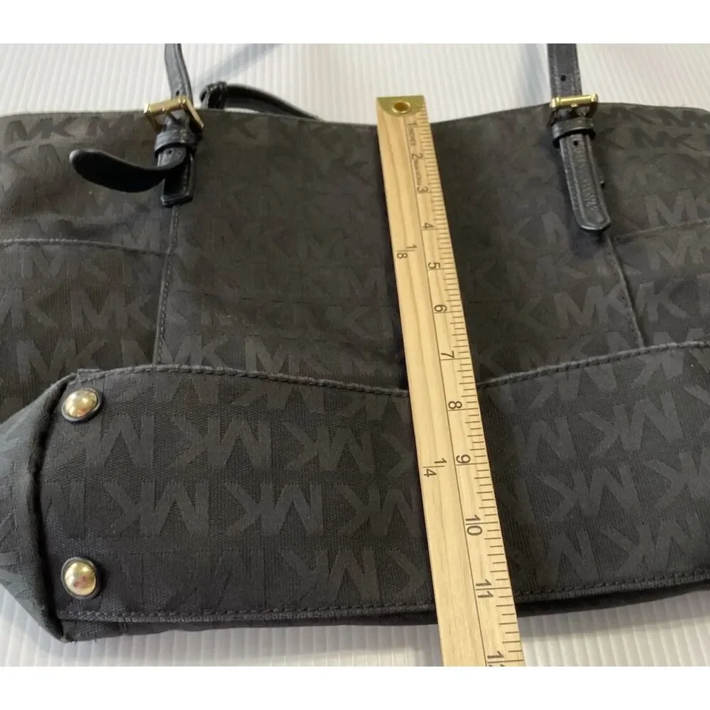 Michael Kors Women's Soft HandBag, Large - Black MK Logo - Picture 6 of 16